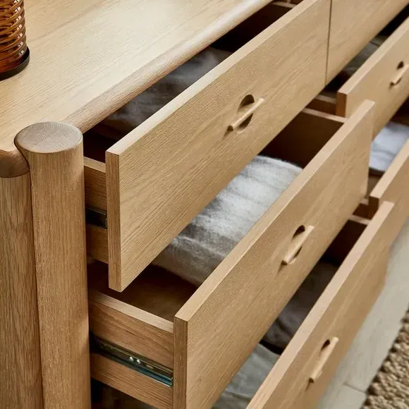 6-Drawer Chest with Groove Handles - Whitewash