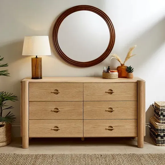 6-Drawer Chest with Groove Handles - Whitewash image