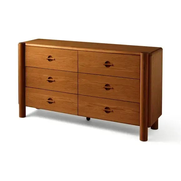 6-Drawer Chest with Groove Handles - Wood