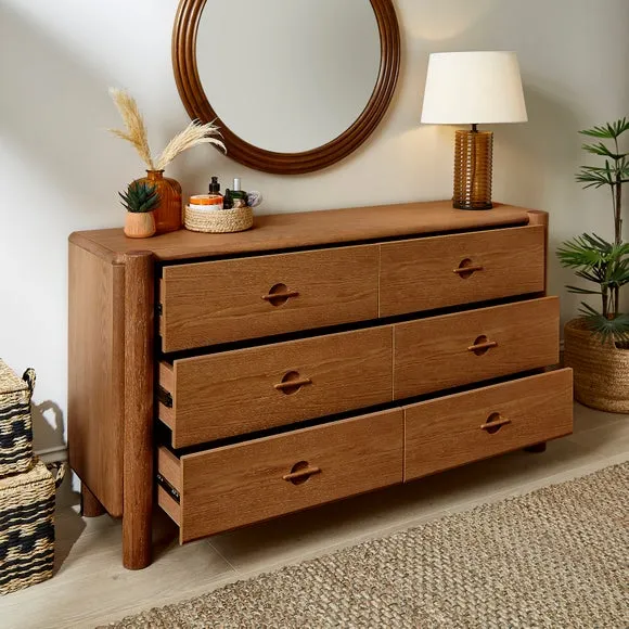 6-Drawer Chest with Groove Handles - Wood