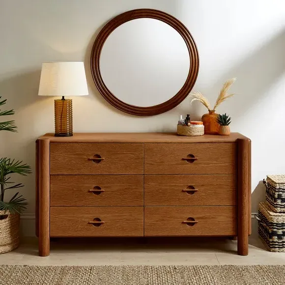 6-Drawer Chest with Groove Handles - Wood