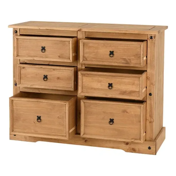 6-Drawer Chest with Handles - Pine, Wood