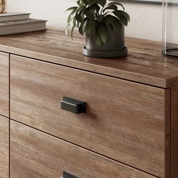 6-Drawer Chest with Metal Legs - Pine Effect