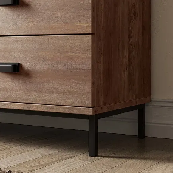 6-Drawer Chest with Metal Legs - Pine Effect