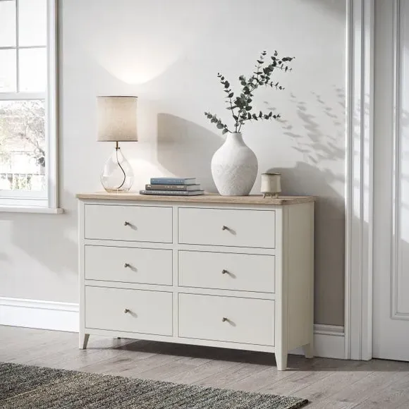 6-Drawer Chest with Storage - Ivory, Pine image