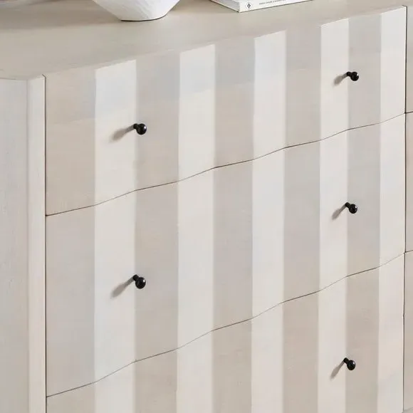 6 Drawer Chest with Whitewash Finish - Mango Wood