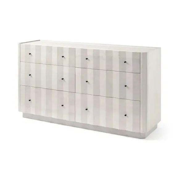 6 Drawer Chest with Whitewash Finish - Mango Wood