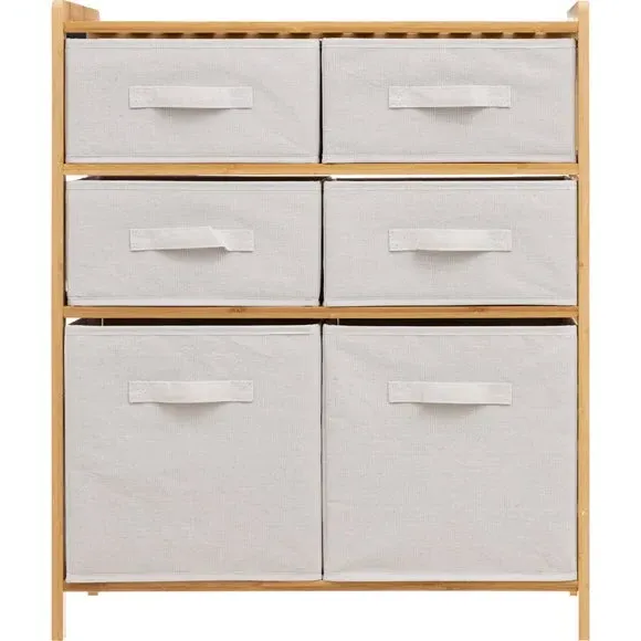 6-Drawer Storage Unit - White, Bamboo