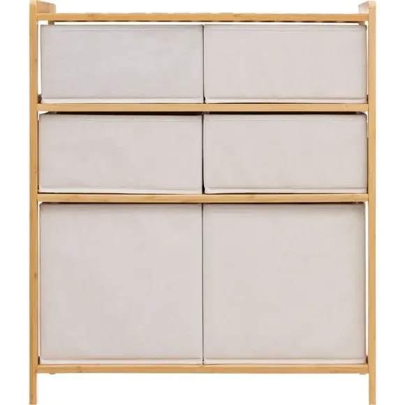 6-Drawer Storage Unit - White, Bamboo