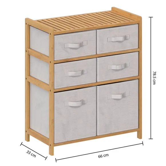 6-Drawer Storage Unit - White, Bamboo