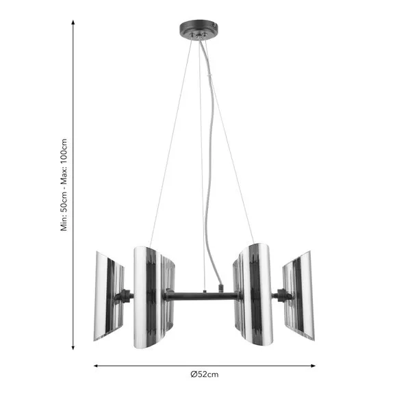 6 Light Adjustable Ceiling Light - Clear, Glass