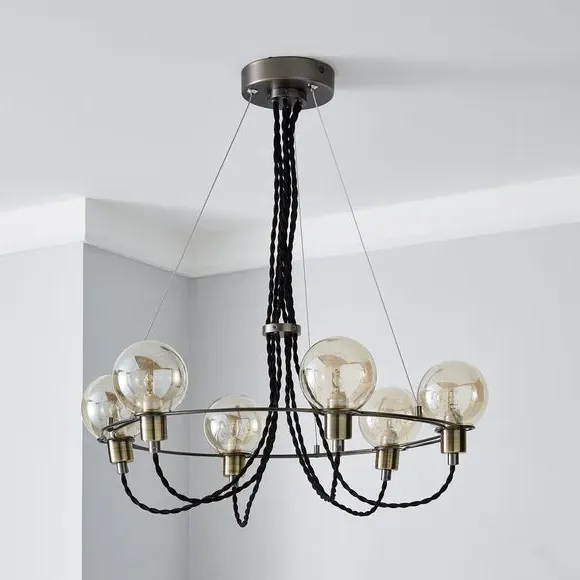 6-Light Ceiling Light - Satin Nickel, Metal