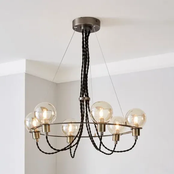 6-Light Ceiling Light - Satin Nickel, Metal image