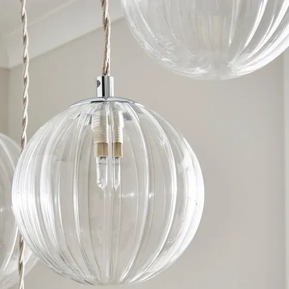 6 Light Cluster Ceiling Light - Silver, Glass