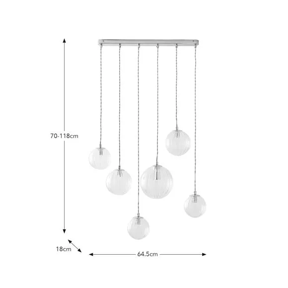 6 Light Cluster Ceiling Light - Silver, Glass