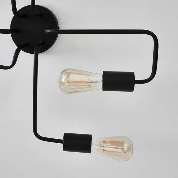6-Light Semi Flush Ceiling Light - Black, Metal