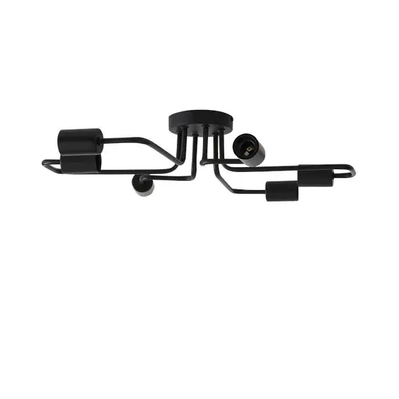 6-Light Semi Flush Ceiling Light - Black, Metal