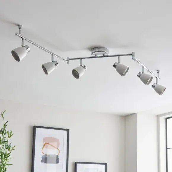 6 Light Semi Flush Spotlight Bar - Chrome