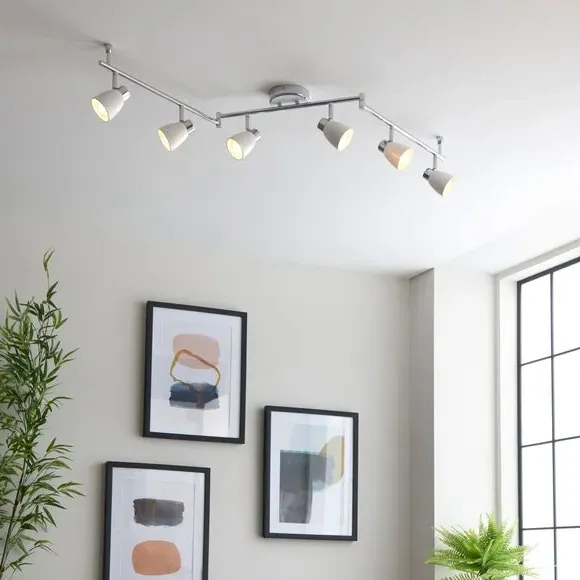 6 Light Semi Flush Spotlight Bar - Chrome