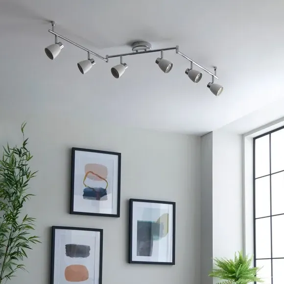 6 Light Semi Flush Spotlight Bar - Chrome