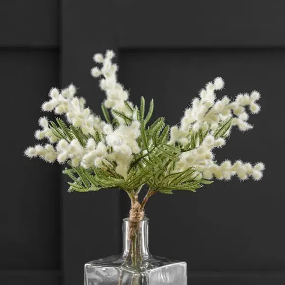6-Pack Artificial Mimosa Stems - Cream