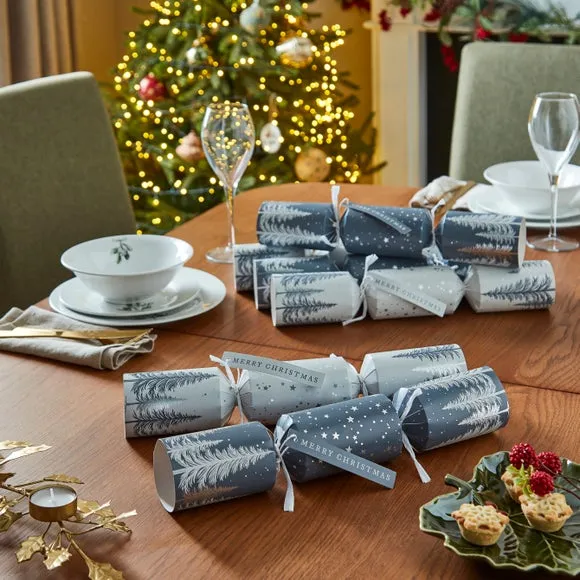6-Pack Christmas Crackers Tree Design - Silver image