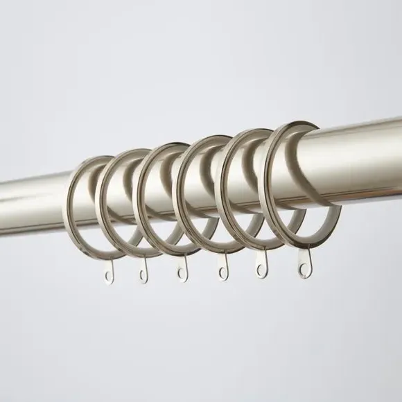 6-Pack Flat Lined Curtain Rings - Antique Silver