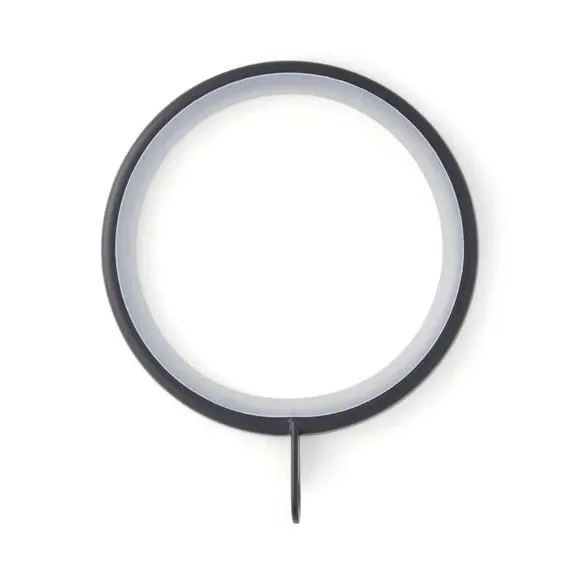 6-Pack Flat Lined Curtain Rings - Black