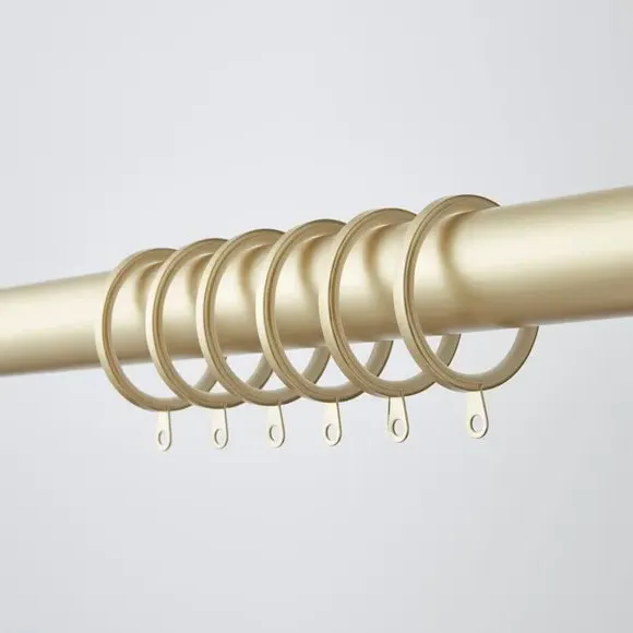 6-Pack Flat Lined Curtain Rings - Brushed Gold