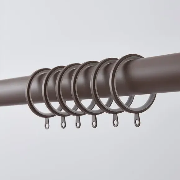 6-Pack Flat Lined Curtain Rings - Cocoa