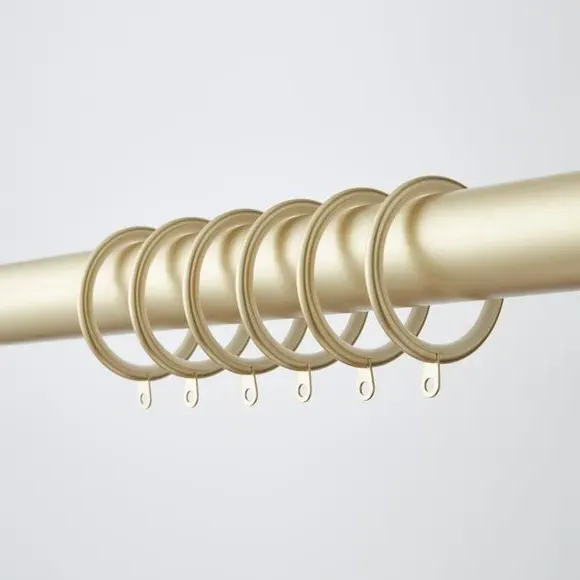 6-Pack Round Curtain Rings - Brushed Gold