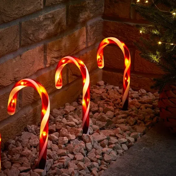 6-Piece Candy Cane Stake Lights - Red