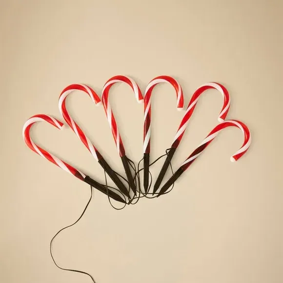 6-Piece Candy Cane Stake Lights - Red