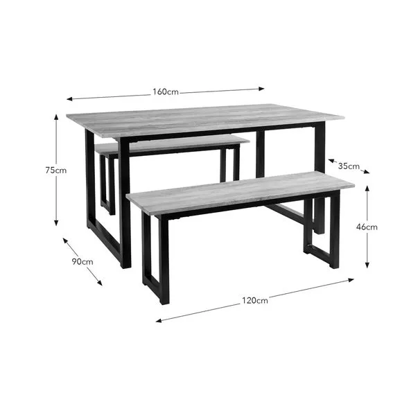 6-Seater Dining Bench Set - Light Wood