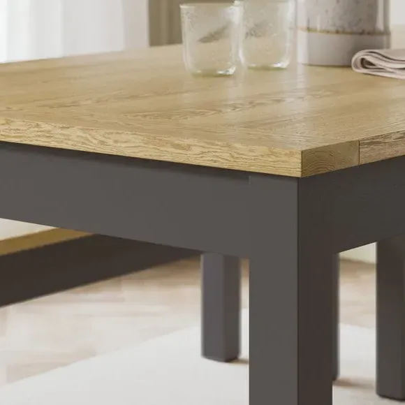 6-Seater Dining Table and Bench Set - Charcoal