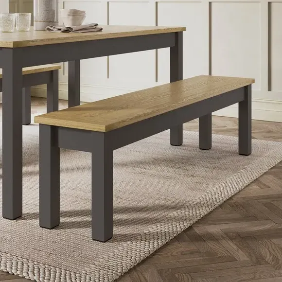 6-Seater Dining Table and Bench Set - Charcoal