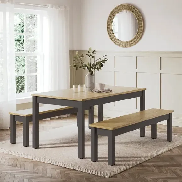 6-Seater Dining Table and Bench Set - Charcoal image
