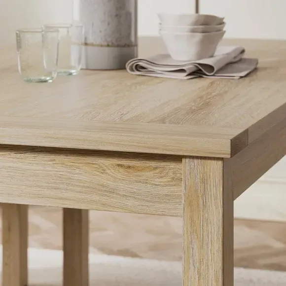 6-Seater Dining Table and Bench Set - Oak