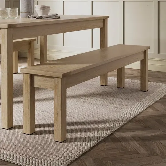 6-Seater Dining Table and Bench Set - Oak