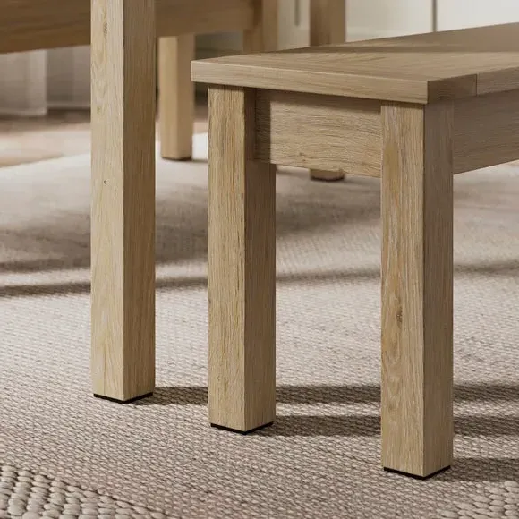 6-Seater Dining Table and Bench Set - Oak