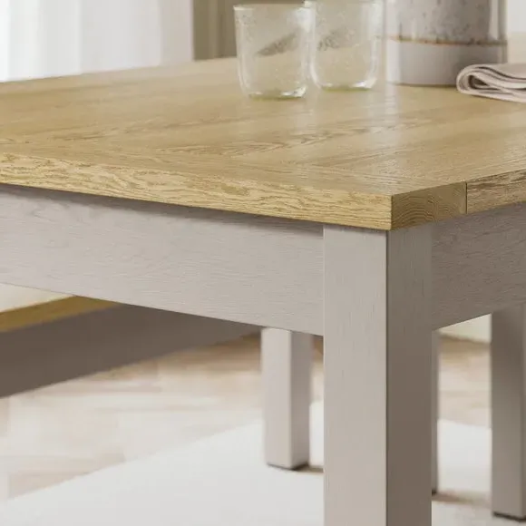 6-Seater Dining Table and Bench Set - Stone