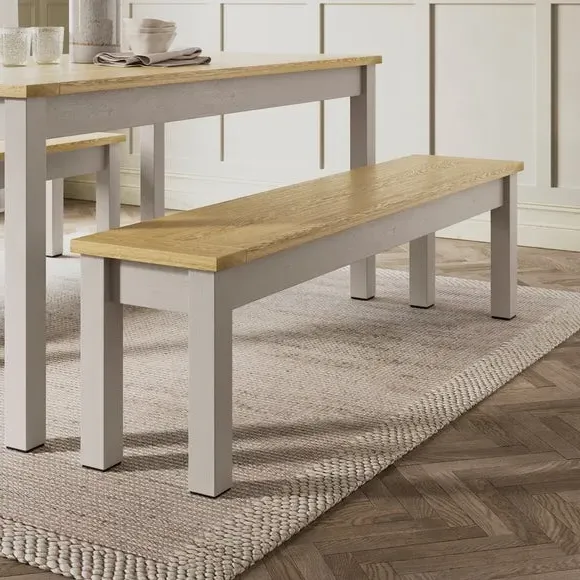 6-Seater Dining Table and Bench Set - Stone