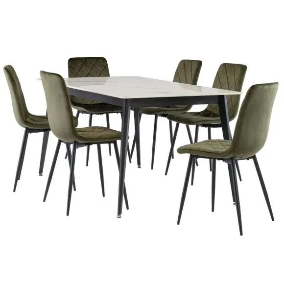 6-Seater Dining Table - Gold Marble, Sintered Stone