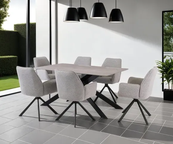6-Seater Dining Table - Grey, Sintered Stone