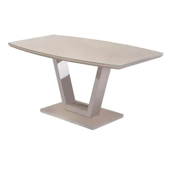 6-Seater Dining Table U-Base - Latte, Glass