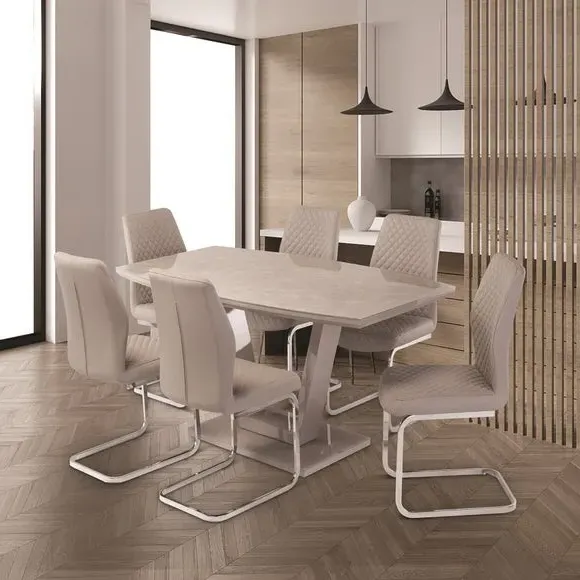 6-Seater Dining Table U-Base - Latte, Glass image