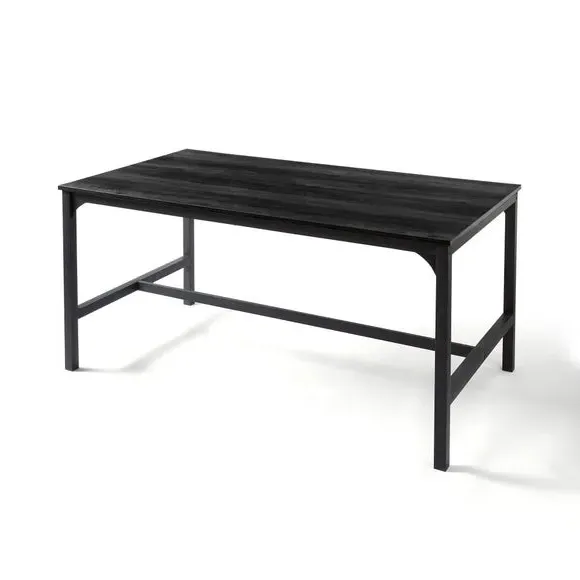 6-Seater Dining Table with 2 Benches - Black