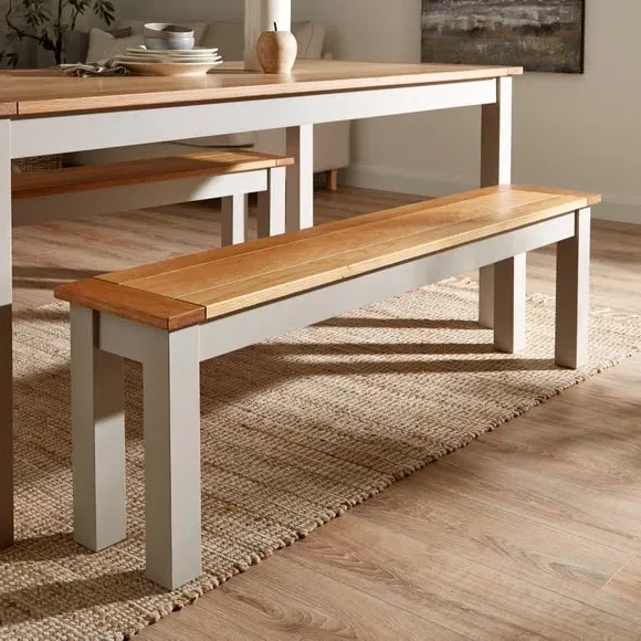 6-Seater Dining Table with 2 Benches - Grey, Pine