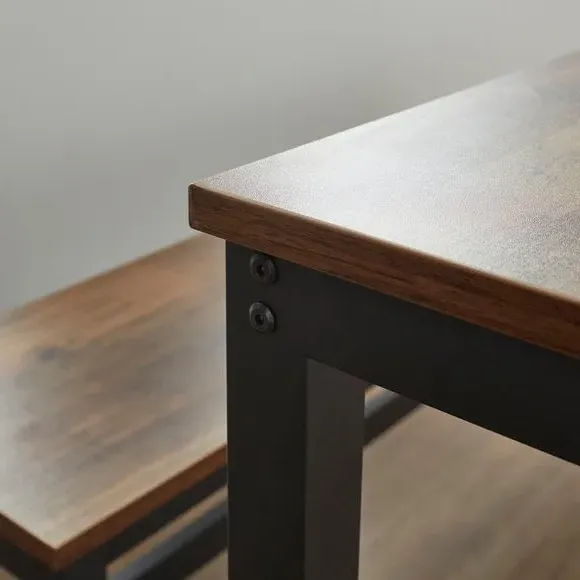 6-Seater Dining Table with 2 Benches - Pine