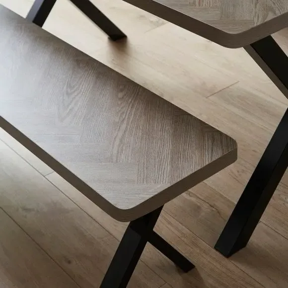 6-Seater Dining Table with 2 Benches - Wood